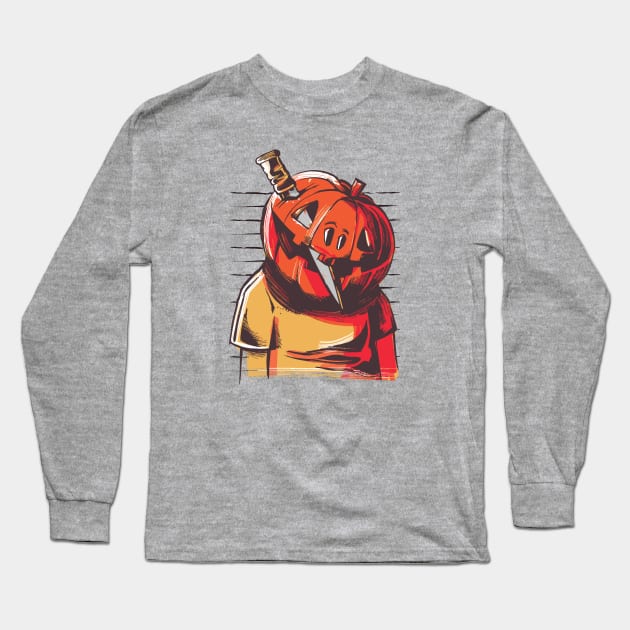 Pumpkin Head Mug Shot Long Sleeve T-Shirt by SLAG_Creative